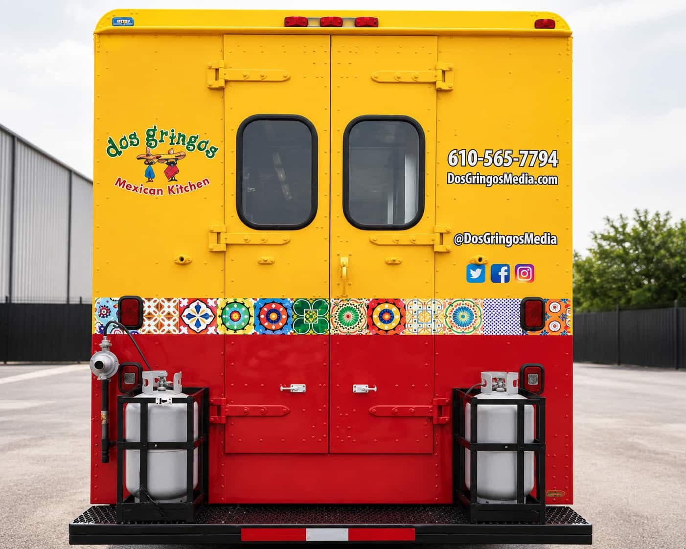 Propane tank cages mounted on the Dos Gringos food truck